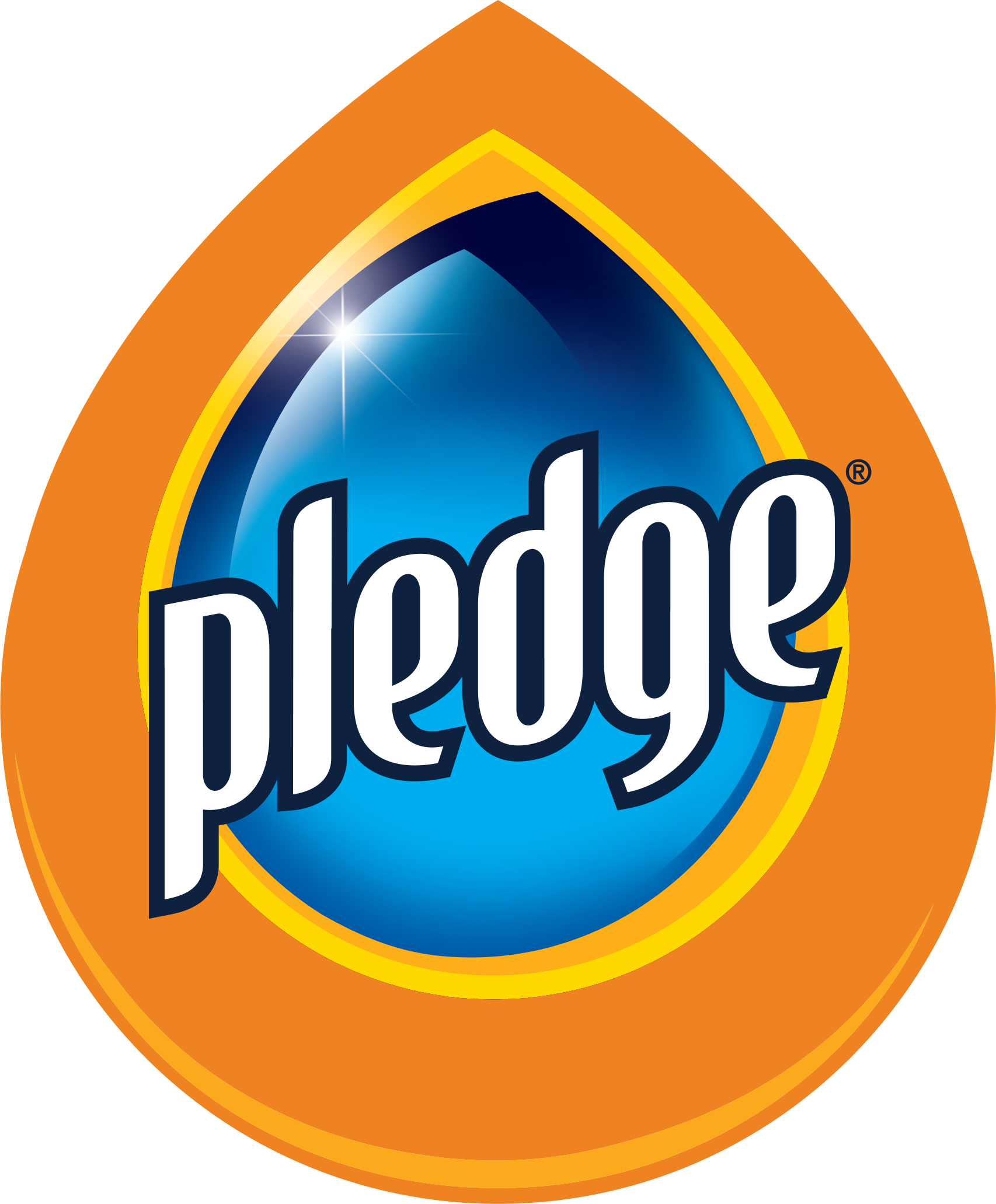 An orange Pledge logo.
